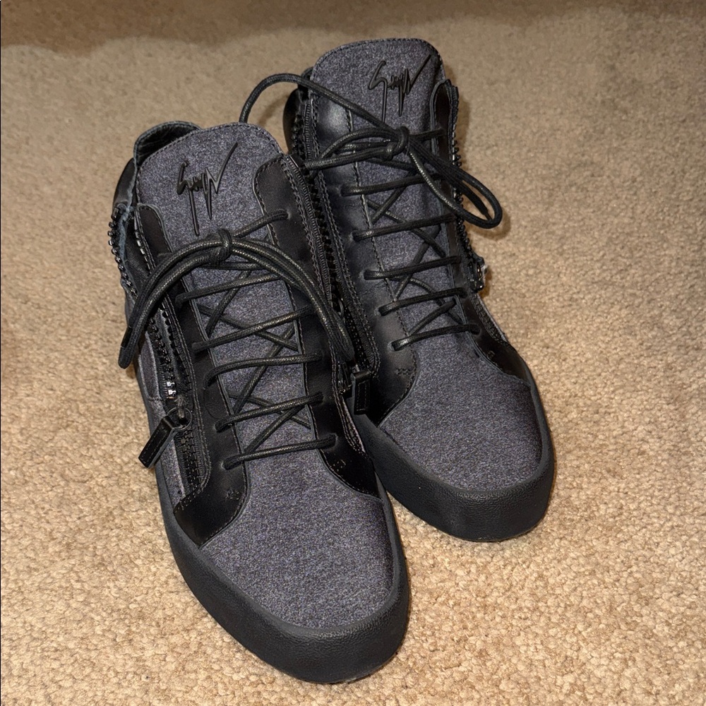 Giuseppe Stylish Black and Gray High-Top Sneakers